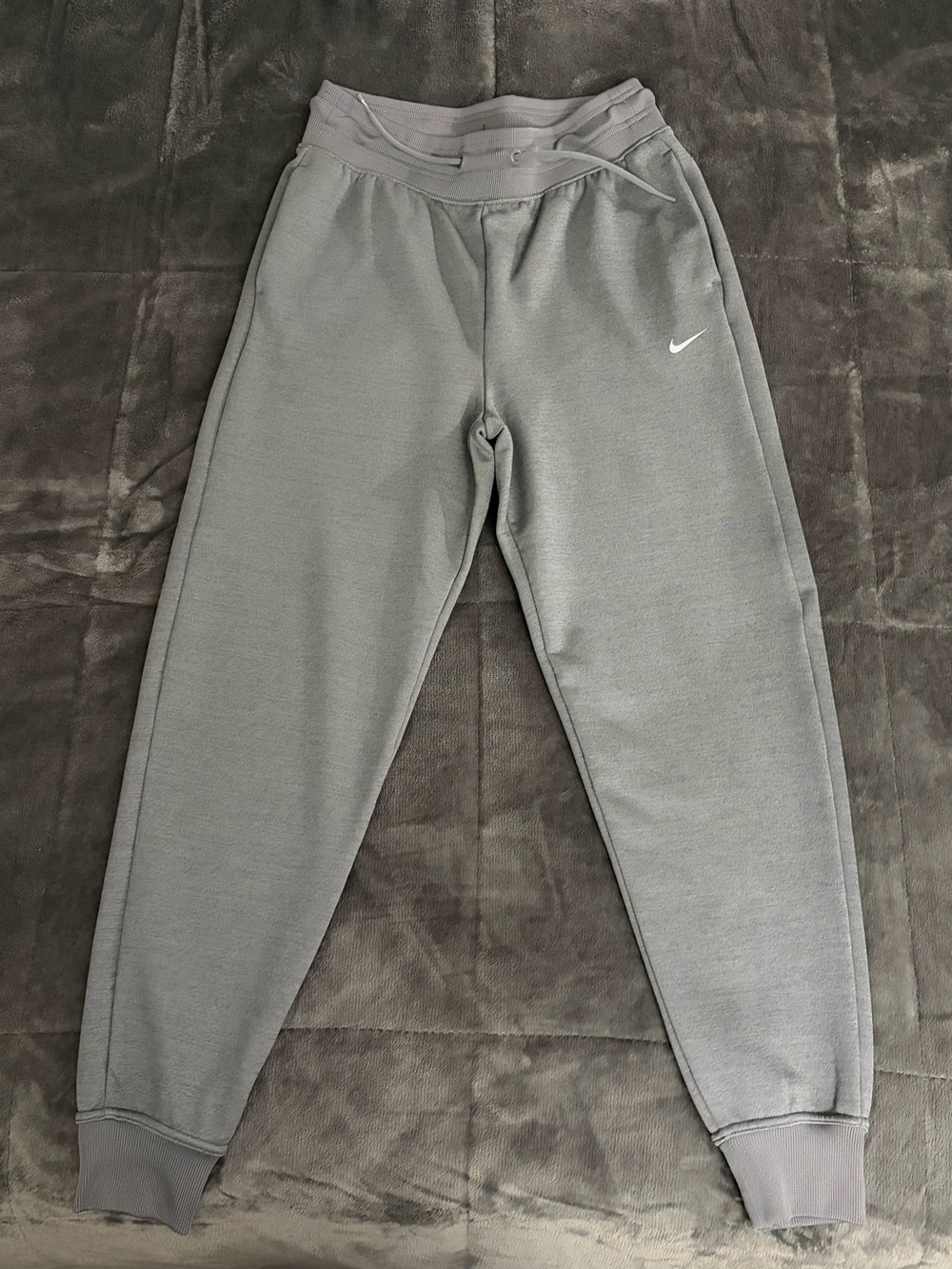 Nike Women's Gray Track Joggers with White Swoosh
